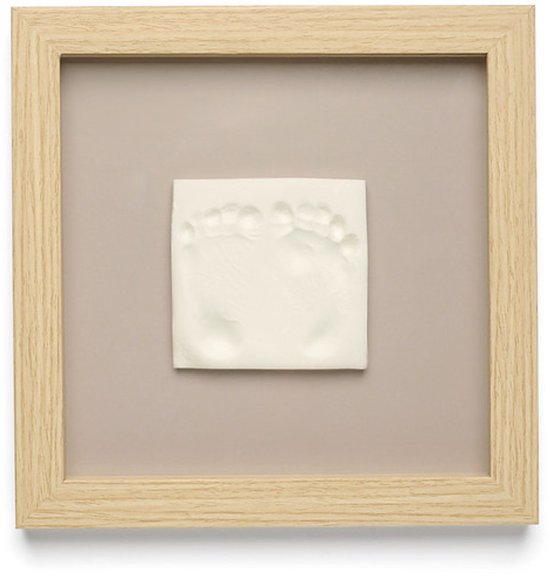 Happy Hands - Stijlvolle Houten Baby Afdruklijst - Hand- & Voetafdruk Set met Klei - Plexiglas Bescherming - Modern Design - Perfect Kraamcadeau - 22x22 cm — afbeelding 4