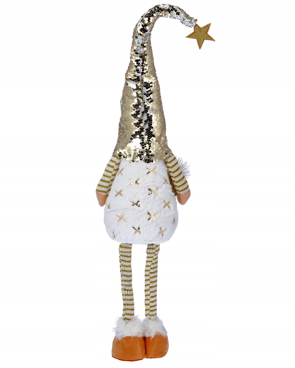 Grote kerstkabouter gnoom kerstman 78 cm wit met verlichting JUMI