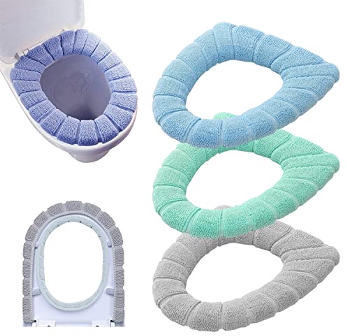 3 Stuks Zachte Warme Wasbare Toiletbril Hoezen - Rekbaar en Comfortabel