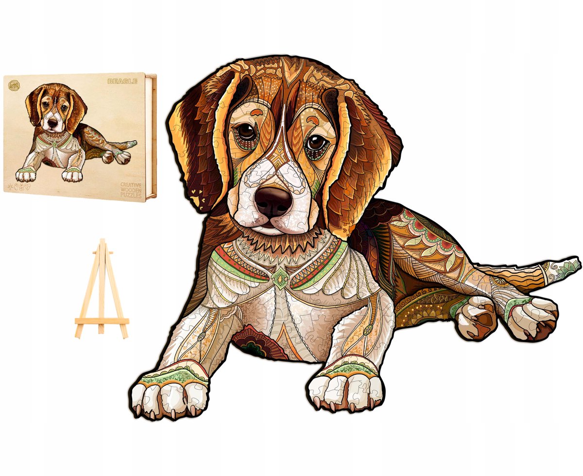 Houten Puzzel voor Volwassenen - 263 Stukjes Beagle in Houten Kist