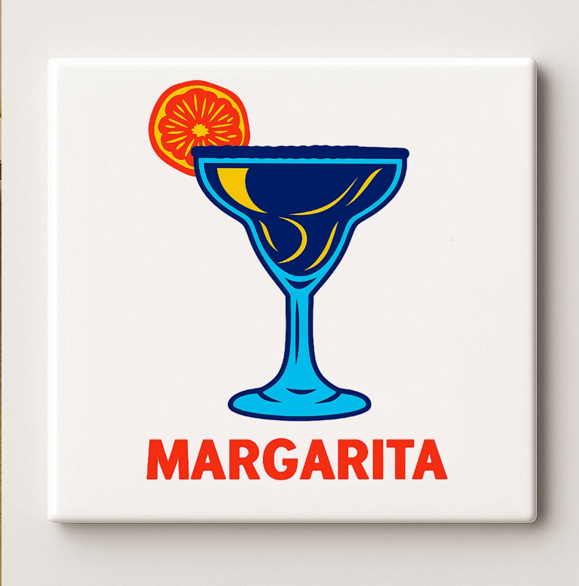 Nevolis Margarita Cocktail Tegel – Levendige 15x15 cm Keramische Muurdecoratie | Stijlvolle Bar- en Keukendecoratie Cadeau voor Cocktailliefhebbers Multi Color