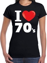 I love 70s / seventies t-shirt zwart dames XS