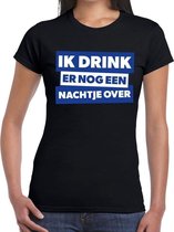 Ik drink er nog een nachtje over tekst t-shirt zwart dames M