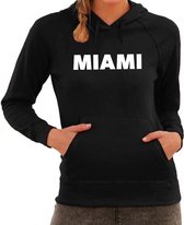 Miami/Florida tekst hoodie zwart voor dames - zwarte Miami sweater/trui met capuchon L