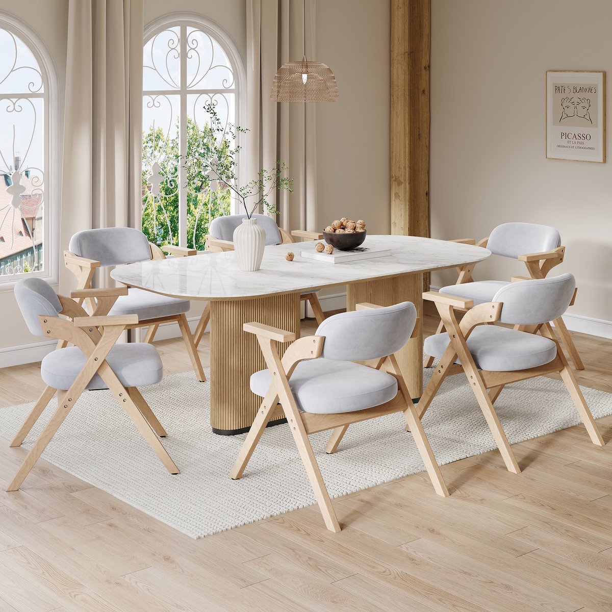 6 klapbare eetkamerstoelen, massief houten eetkamerstoelen, opvouwbaar en opklapbaar, geschikt , fluwelen kussens, grijs