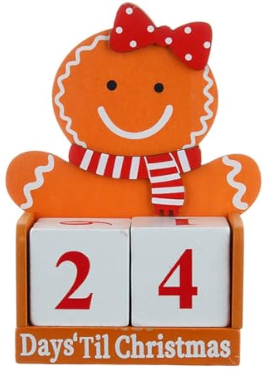 Kerst aftelkalender bouwstenen houten peperkoekenmannetje kerst adventskalender kerst aftelkalender 99 dagen adventskalender geschikt voor thuiskantoor bureaubladdecoratie (composietbord,