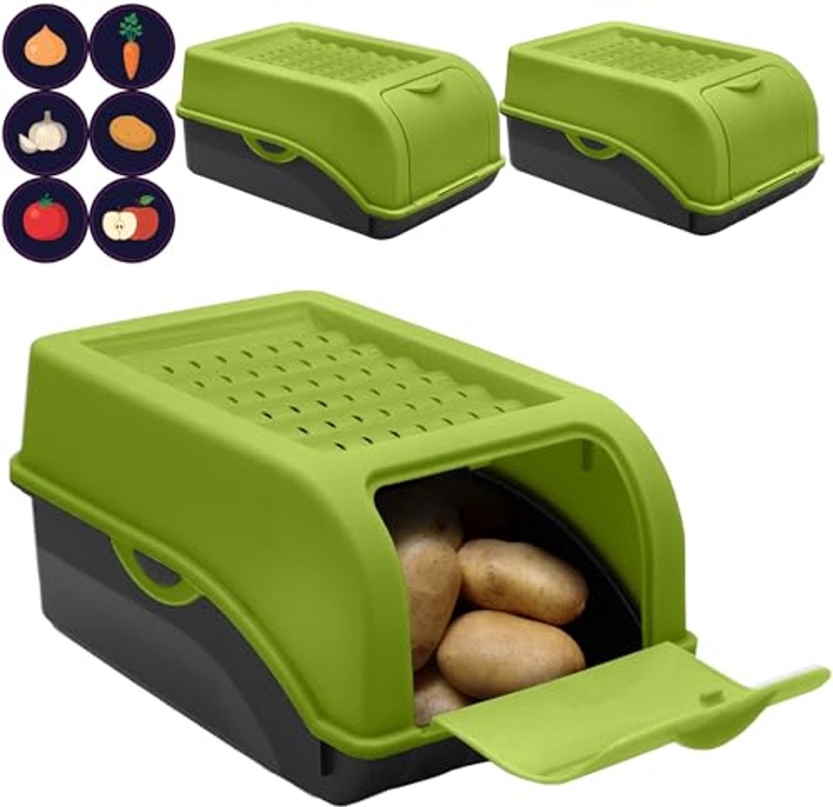 Doos voor het bewaren van aardappelen, uien en knoflook - 3,5 liter - Inclusief 6 stickers