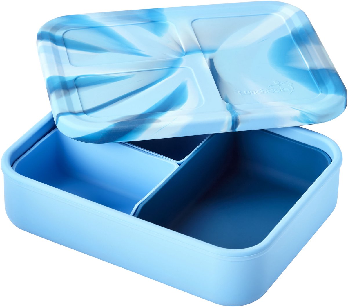 LunchBots - Large Build-a-Bento platinum siliconen bento-box - Blauw Walvis