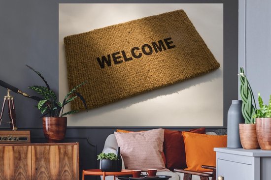 Sticker Muursticker Panneau de bienvenue - tapis - 160x120 cm - feuille adhésive autocollante - sticker mural repositionnable XXL /
