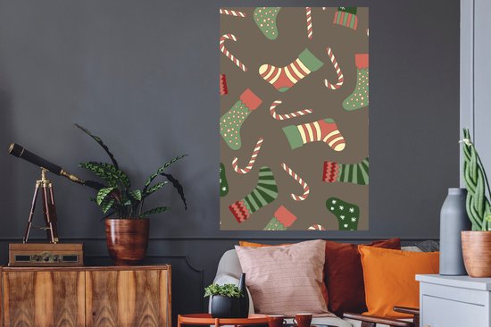 Stickers muraux - Film autocollant - Canne en bonbon - Motif - Noël - 80x120 cm - Film adhésif - Stickers muraux Chambre d'enfant - Papier peint autocollant