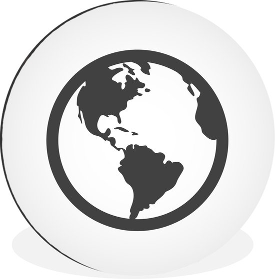 WallCircle - Wandcirkel - Muurcirkel - Illustratie wereldbol op witte achtergrond - Aluminium - Dibond - ⌀ 60 cm - Binnen en Buiten