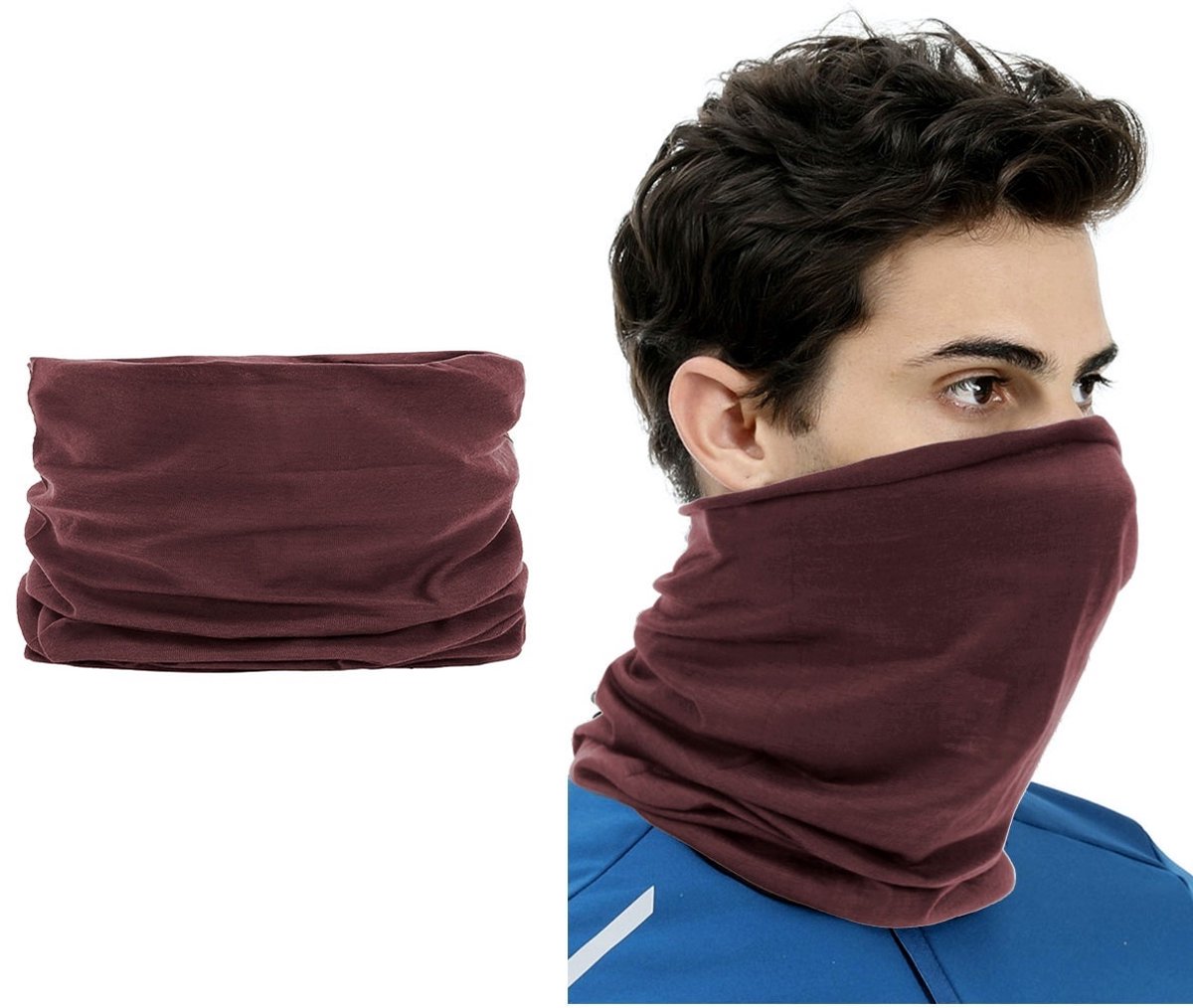 2 Stuks Colsjaal - Dun Materiaal voor Sport - Bivakmuts Balaclava Bandana Ideaal voor Fietsen Motor - Polyester - Unisex - Bruin