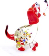 Glasbeeldje - Kleine hond Rood - Beeldjes - Beeldjes decoratie - Beeldjes dieren - Glazen beeldjes dieren - Glazen beeldjes decoratie - Glazen dieren - Glassculptuur - Glazen beeld