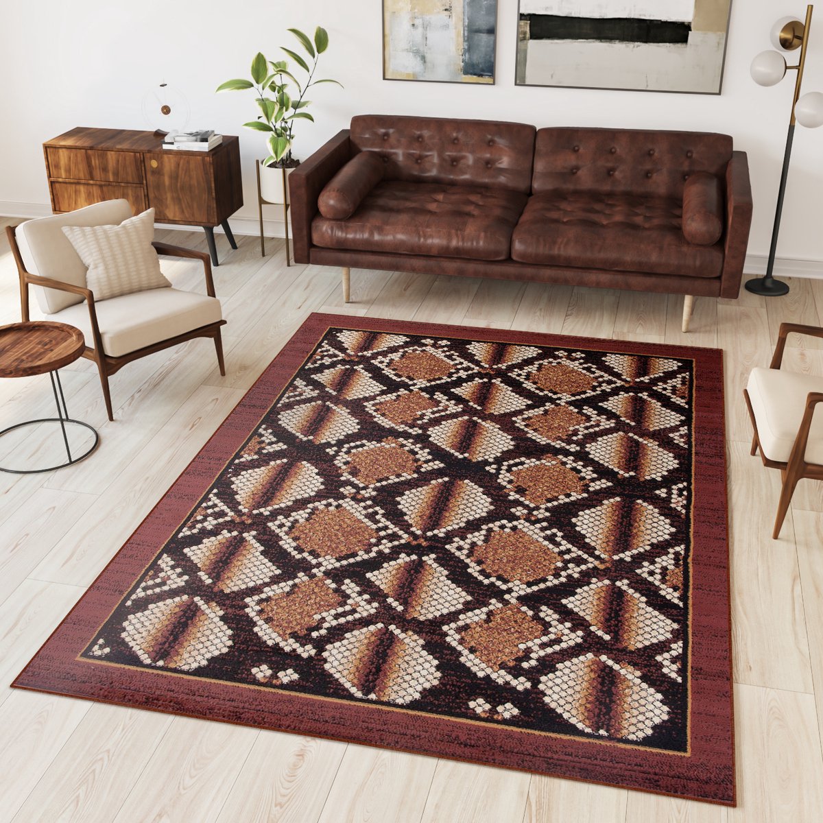 Tapiso Dream Vloerkleed Bruin Zwart Krokodil Modern Woonkamer Tapijt Bruin 6