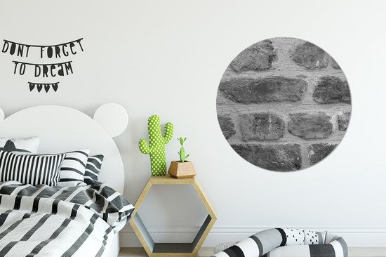 WallCircle - Wandcirkel - Muurcirkel - Bakstenen muur - Aluminium - Dibond - ⌀ 90 cm - Binnen en Buiten