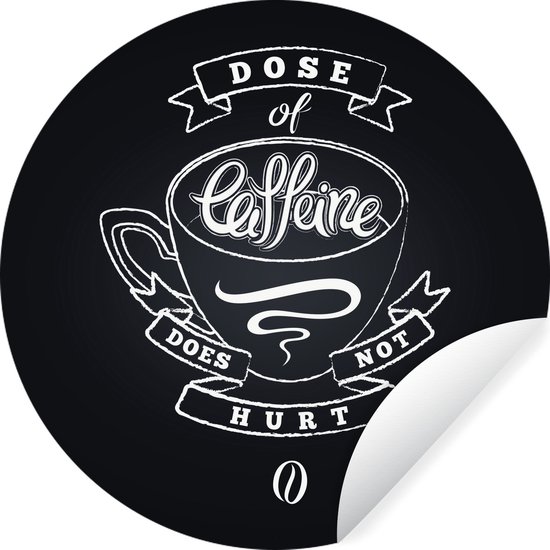 Illustration de Café sur tableau noir - autocollant de papier peint cercle mural vintage noir et blanc - ⌀ 140 cm - peinture ronde - cercle de papier peint - cercle mural - cercle vivant - autocollant et découpe ronde
