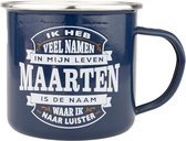Mok - Top vent - Maarten - Geëmailleerd - Gevuld met een verpakte toffeemix - In cadeauverpakking