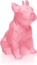 Roze gelakte figuurkaars, design: Bulldog Poly Hoogte 15 cm (24 uur)