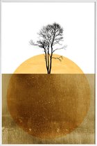 JUNIQE - Poster met kunststof lijst Golden Ocean -13x18 /Geel