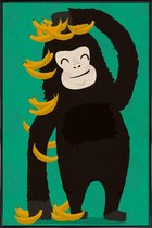 JUNIQE - Poster in kunststof lijst Gorilla Green -30x45 /Groen & Zwart