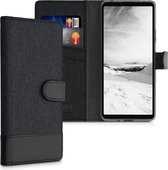 kwmobile telefoonhoesje voor Sony Xperia 10 III - Hoesje met pasjeshouder in antraciet / zwart - Case met portemonnee