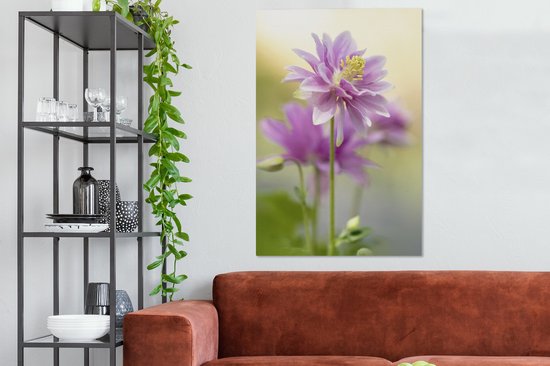 Close-up ancolie 90x140 cm - Tirage photo sur toile (Décoration murale salon / chambre) / Peintures Fleurs sur toile