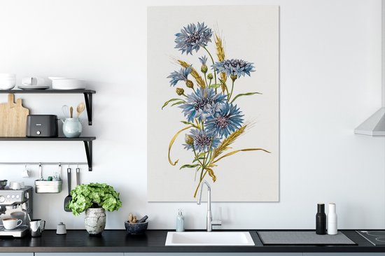 Une illustration d'une toile bleuet et grain 80x120 cm - Tirage photo sur toile (Décoration murale salon / chambre)