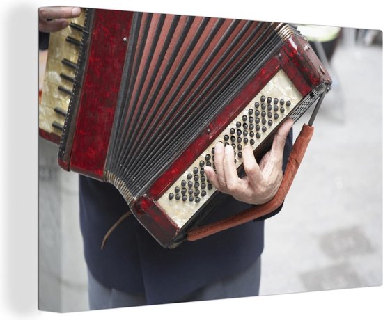 Vue de milieu d'un musicien portant un accordéon 90x60 cm - Tirage photo  sur toile... | bol.com