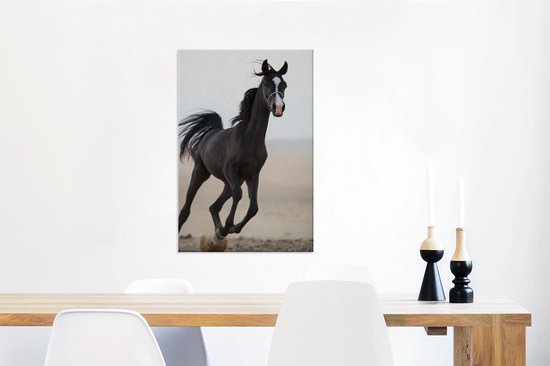 Canvas Schilderij Paarden - Arabier - Pastel - 60x90 cm - Wanddecoratie