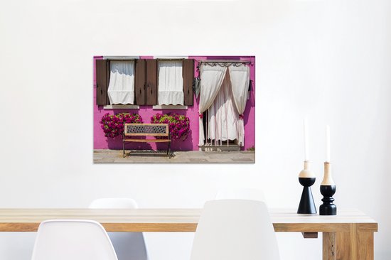 Canvas Schilderij Roze gebouw in Venetië - 90x60 cm - Wanddecoratie
