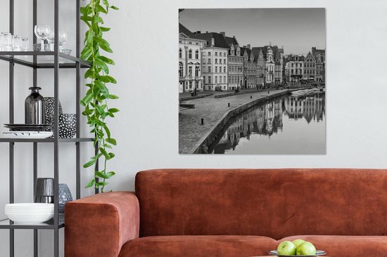 Peintures sur toile - Centre Historique de Gand - noir et blanc - 90x90 cm - Décoration murale