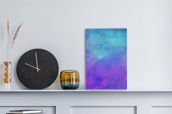 Œuvre abstraite à l'aquarelle aux couleurs violettes et bleues 20x30 cm - petit - Tirage photo sur toile (Décoration murale salon / chambre)