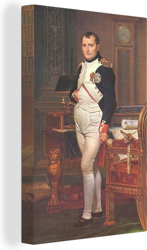 Canvas Schilderij Keizer Napoleon in zijn studeerkamer in de Tuileries - Schilderij van Jacques-Louis David - 40x60 cm - Wanddecoratie