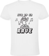 Sta op en rave Heren t-shirt | muziek | dj | festival | grappig | cadeau | Wit