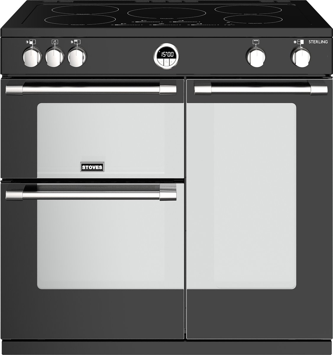 Stoves Sterling S900 Ei Range-fornuis Inductiekookplaat zones Zwart Roestvrijstaal A