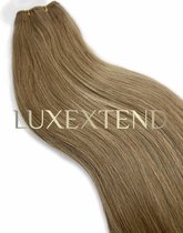 LUXEXTEND Weave Hair Extensions #14 | Human hair Light Brown | Human Hair Weave | 60 cm - 100 gram | Remy Sorted & Double Drawn | Haarstuk | Extensions Licht Bruin | Weave Haar | H