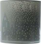 TheeLichthouder Glas Rond - Waxinelichthouder - Wit Inside Gold - ø24,5cm