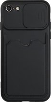 Sliding Camera Cover Design TPU-beschermhoes met kaartsleuf voor iPhone 6s Plus / 6 Plus (zwart)