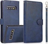 Voor Samsung Galaxy S10 + Kalf Textuur 2 in 1 Afneembare Magnetische Achterkant Horizontale Flip Lederen Case met Houder & Kaartsleuven & Portemonnee & Fotolijst (Blauw)
