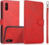 Voor Xiaomi Redmi 9A Kalf Textuur 2 in 1 Afneembare Magnetische Achterkant Horizontale Flip Lederen Case met Houder & Kaartsleuven & Portemonnee & Fotolijst (Rood)