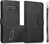 Voor Samsung Galaxy S10 Kalf Textuur 2 in 1 Afneembare Magnetische Achterkant Horizontale Flip Lederen Case met Houder & Kaartsleuven & Portemonnee & Fotolijst (Zwart)