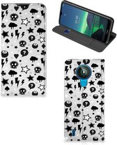 Mobiel BookCase Nokia 1.4 Silver Punk
