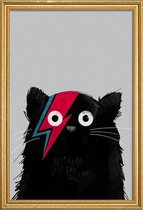 JUNIQE - Poster met houten lijst Cat Hero -40x60 /Grijs & Rood