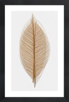 JUNIQE - Poster met houten lijst Skeleton of a Leaf II -13x18 /Bruin &