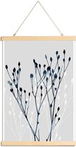 JUNIQE - Posterhanger Watercolor Leaves 12 -20x30 /Blauw & Grijs