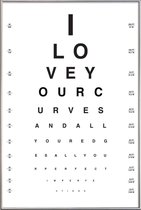 JUNIQE - Poster met kunststof lijst Eye Chart I Love You -13x18 /Wit &