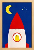 JUNIQE - Poster met houten lijst Off to Space -13x18 /Kleurrijk