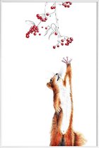 JUNIQE - Poster met kunststof lijst Squirrel -13x18 /Wit
