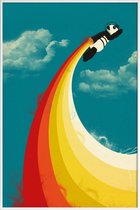 JUNIQE - Poster met kunststof lijst Panda Express -30x45 /Blauw & Geel