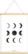 JUNIQE - Posterhanger Lunar phases -20x30 /Wit & Zwart